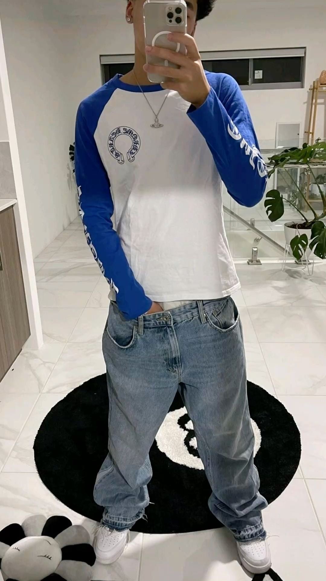 Baseball shirt Chrome Hearts CH white/blue