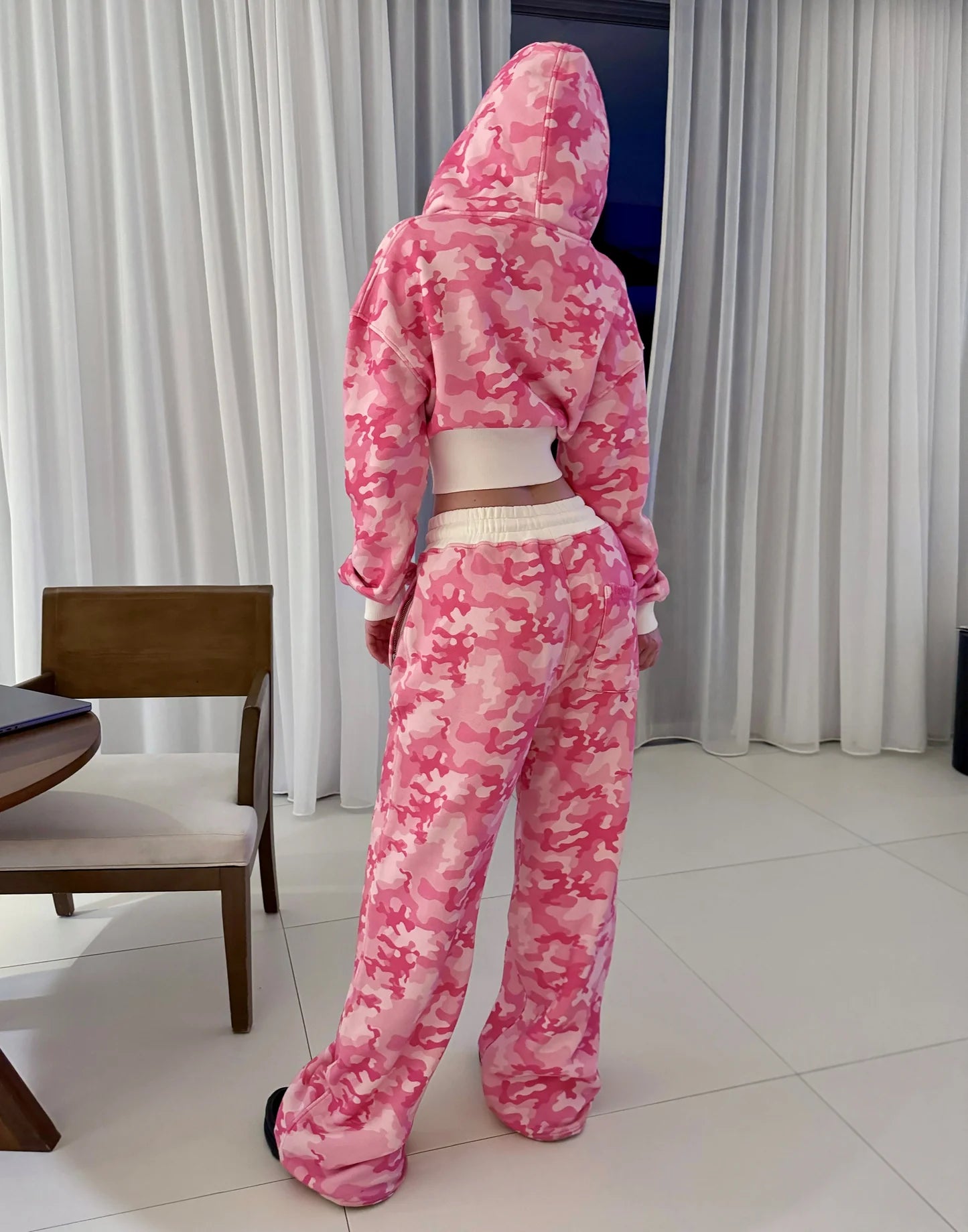 Pink Camo baggy cropped Hoodie