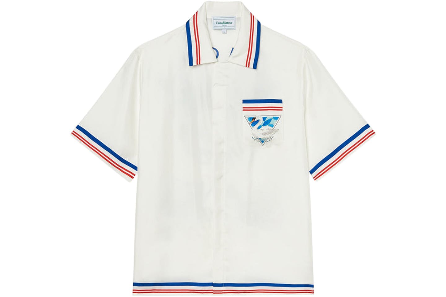 Casablanca Par Avion silk shirt white/blue/red