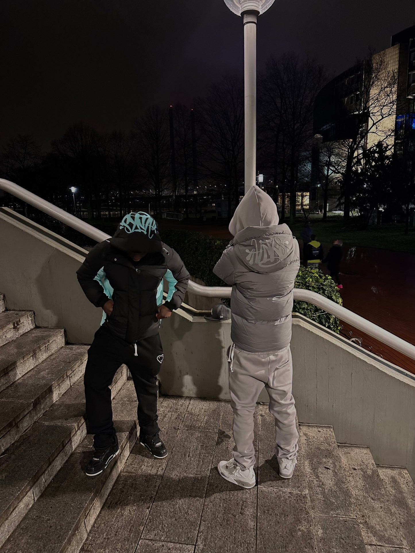 Black & Teal Syna Down Puffer Jacket